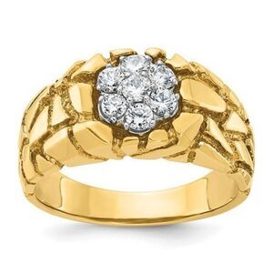10K Two-tone IBGoodman Polished Nugget Cluster Diamond Men's Ring